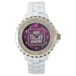 Make today Amazing Purple Rose Inspirational Watch