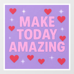 Make Today Amazing Red Hearts Sparkles Window Cling