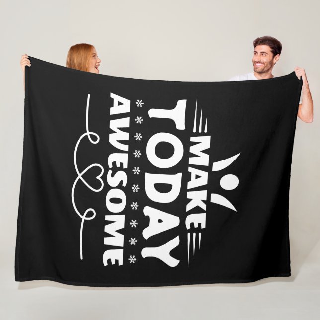 Make Today Awesome Retro Typography Fleece Blanket (In Situ)