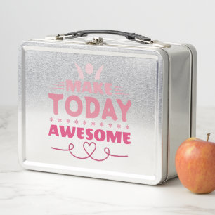 Make Today Awesome Retro Typography Metal Lunch Box