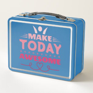 Make Today Awesome Retro Typography Metal Lunch Box
