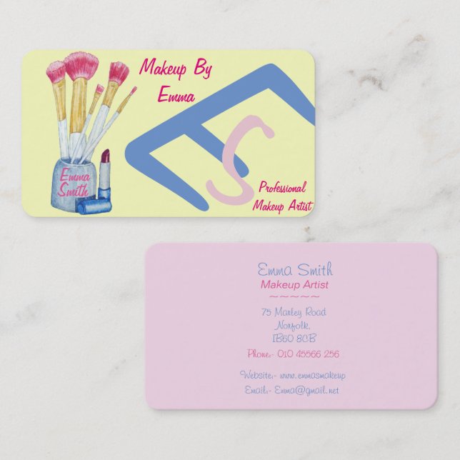 make up artist brushes original beauticians business card (Front/Back)