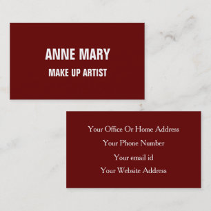 Make Up Artist Burgundy Red Maroon Colourful Cute Business Card
