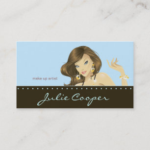 Make up Artist Business Card Blue Woman