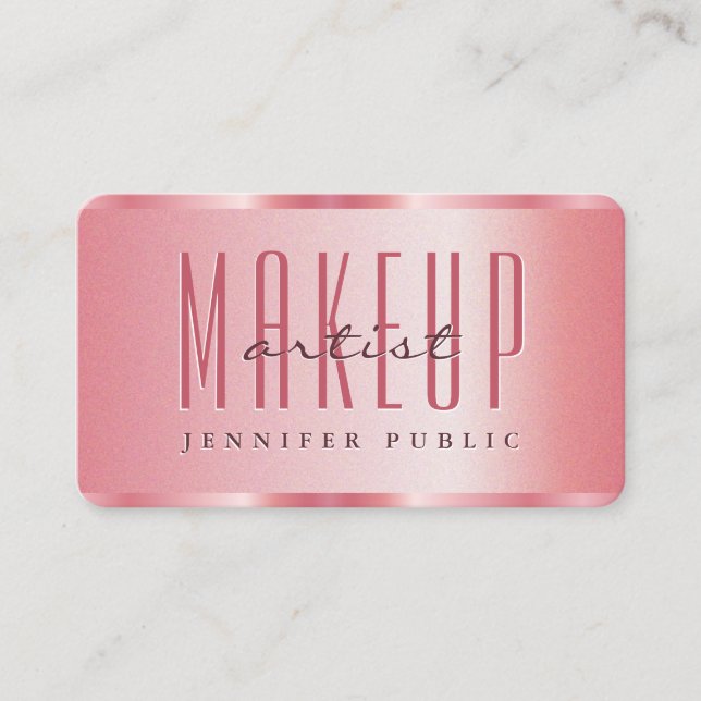 Make Up Artist Business Card Elegant Rose Gold (Front)