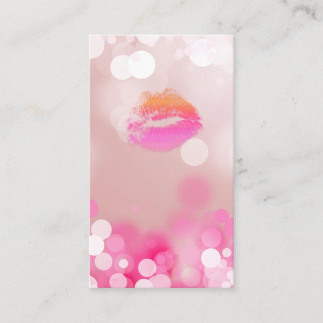 Make up Artist Business Card Pink Lips & Lights (Front)