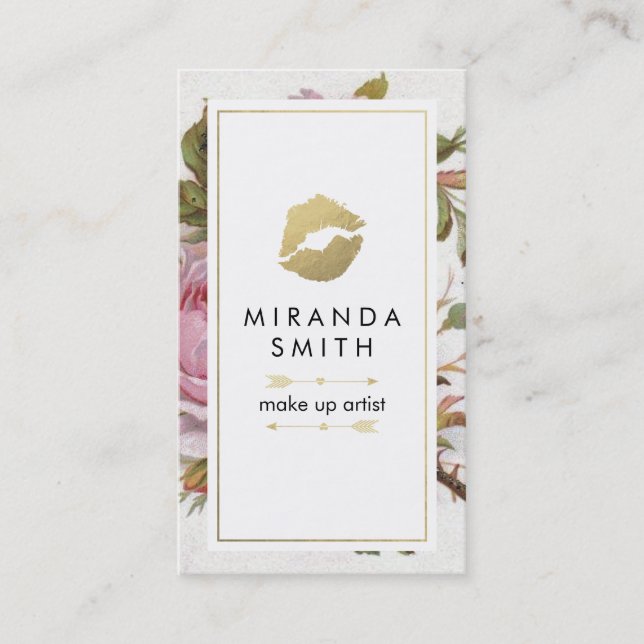 Make Up Artist Business Card - Pretty Roses (Front)