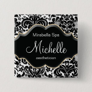 Make up artist Damask Name Tag Button Brooch P3