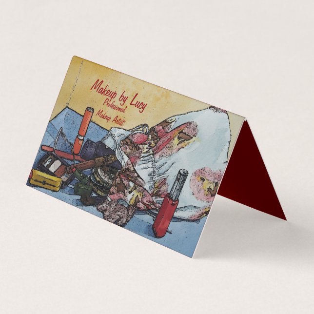 make up artist design retro make up bag beauticans business card (Front)