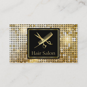 Make up Artist Hair Salon Funky Gold Glitter Business Card
