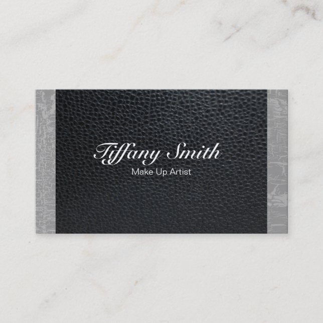 Make Up Artist / Leather / Grey Texture Business Card (Front)