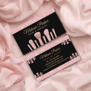 Make up Artist Pink Gold Elegant Glitter Trendy Business Card