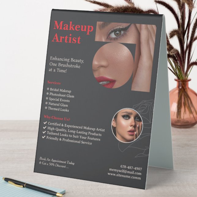 Make Up Artist Services Table Tent Sign (In SItu (Table))