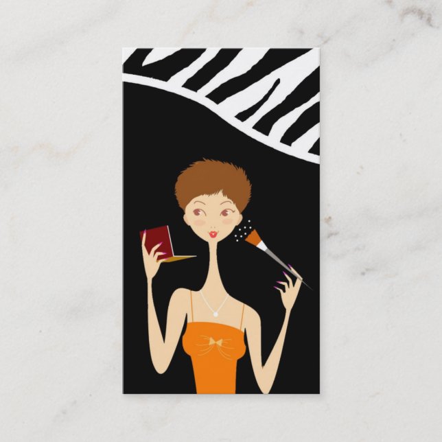 Make Up Artist Vector Shop Girl Business Card (Front)