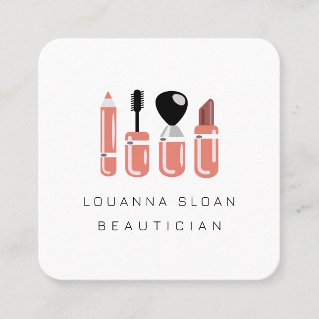 Make Up Beautician Beauty Salon Fashion Square Business Card (Front)