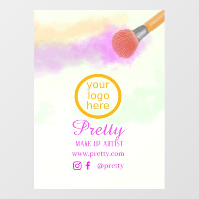 Make Up Brush Colourful Watercolor  Window Cling (Sheet)