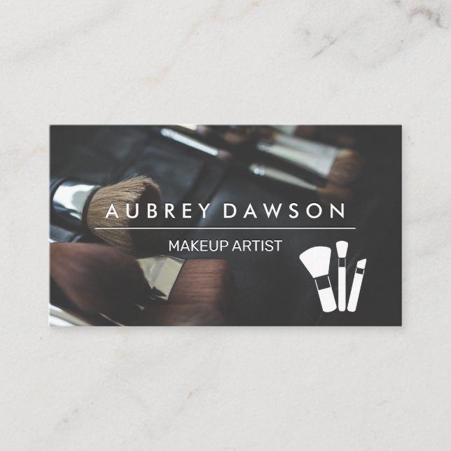 Make Up Brush Set  | Makeup Brush Icon Business Card (Front)