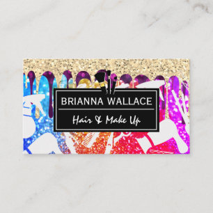 Make Up Brushes Hair Stylist Glitter Business Card