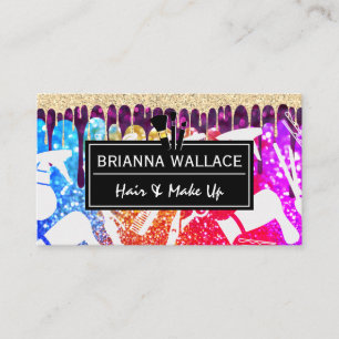 Make Up Brushes Hair Tools Glitter Business Card