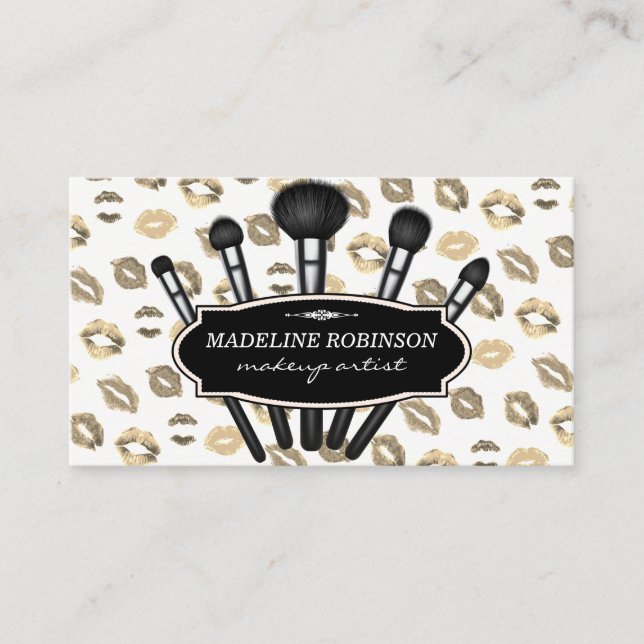 Make Up Brushes | Kiss Stain Pattern Appointment Card (Front)