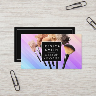 Make Up Brushes Vibrant Background Business Card