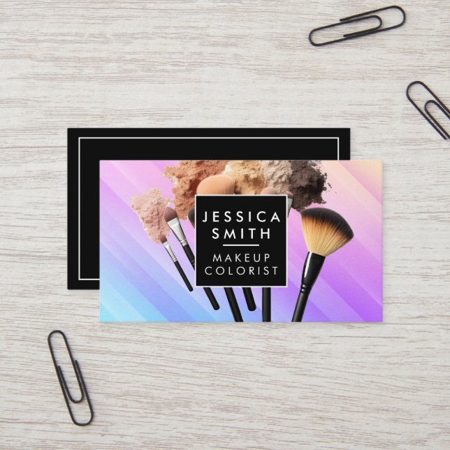 Make Up Brushes | Vibrant Background Business Card (Front/Back In Situ)