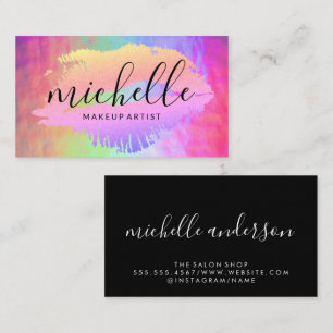 Make Up Kiss   Iridescent Shine Background Business Card