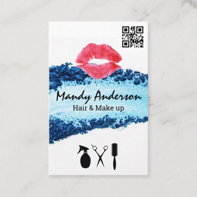 Make Up | Kiss Stain | Hair Tools | QR Code  Business Card (Front)