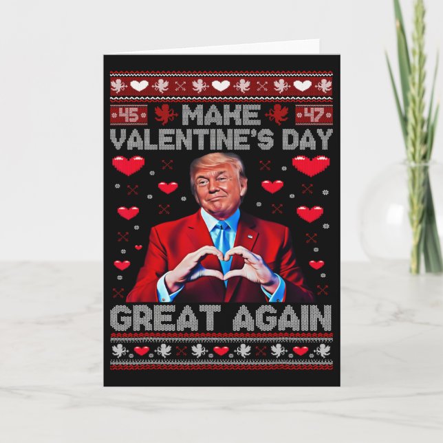 Make Valentine Day Great Again Funny Trump Lovers  Card (Front)