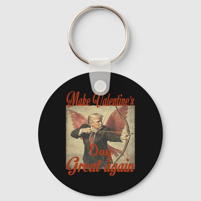 Make Valentine's Day Great Again Funny Trump Valen Key Ring (Front)