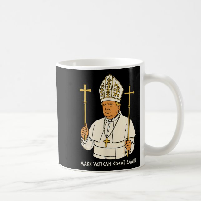 Make Vatican Great Again Funny Pope Trump Retro Ch Coffee Mug (Right)
