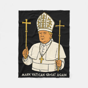 Make Vatican Great Again Funny Pope Trump Retro Ch Fleece Blanket