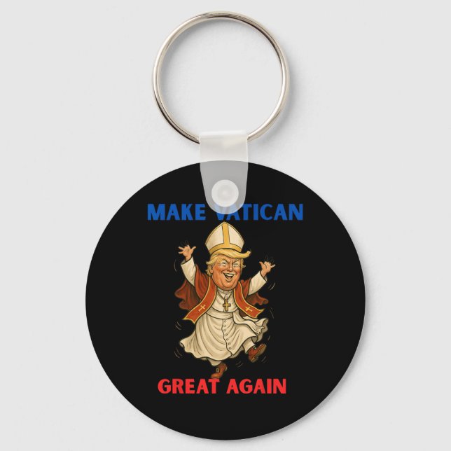 Make Vatican Great Again Funny Pope Trump Retro Ch Key Ring (Front)