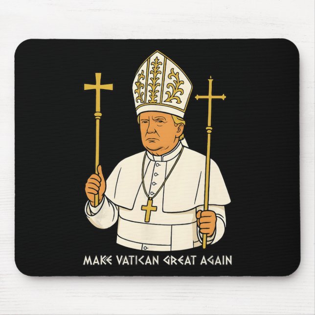 Make Vatican Great Again Funny Pope Trump Retro Ch Mouse Mat (Front)