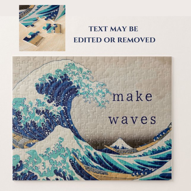 "Make Waves" Hokusai Vintage Japanese Art Jigsaw Puzzle (This jigsaw puzzle features "The Great Wave off Kanagawa," beautiful vintage Asian art by Hokusai.)