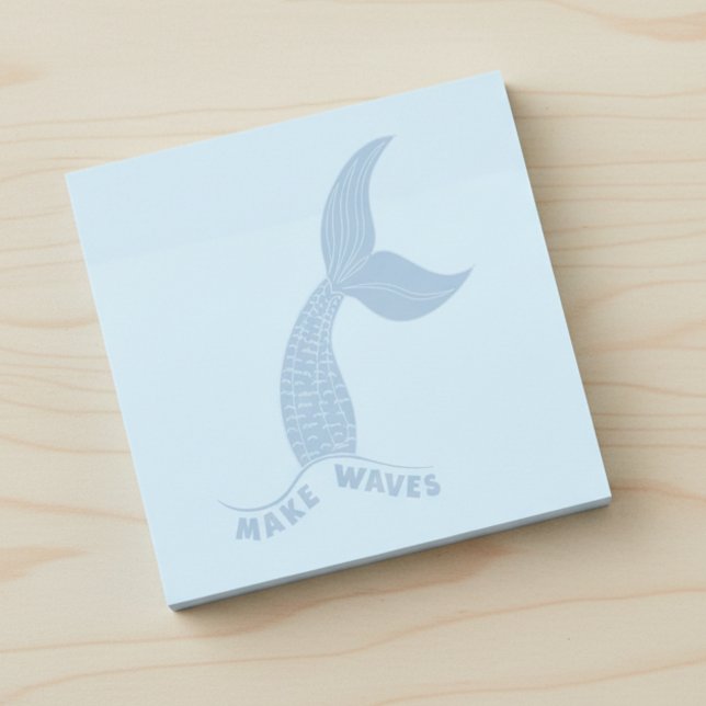 Make Waves Inspirational Blue Sticky Notes (Make waves inspirational post-it notes.)