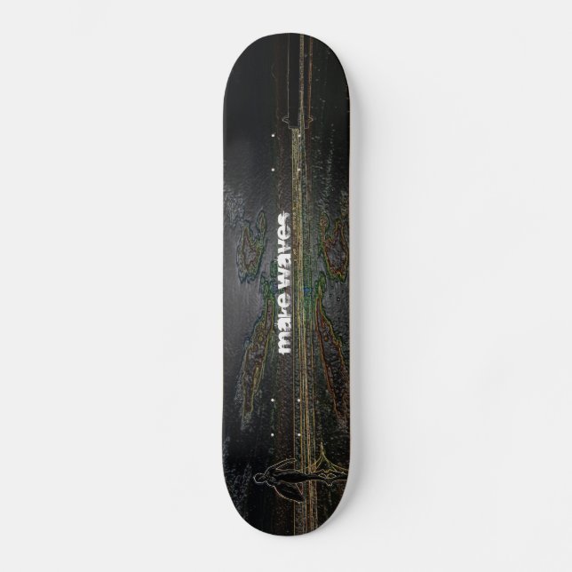 Make Waves Sunset Surfer Skateboard (Front)