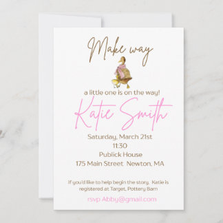 Make Way for Duckling Baby Shower Girl Invitation