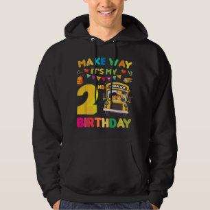 Make way it's my 2nd birthday School Bus Theme kid Hoodie