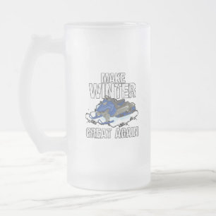 Make Winter Great Again Snowmobile Snow Ski Gift Frosted Glass Beer Mug