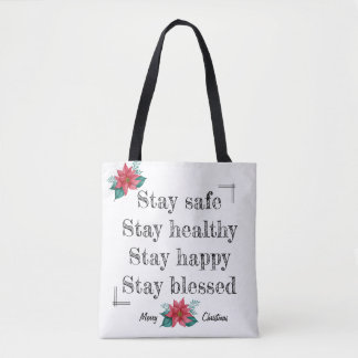 Make You Feel Blessed Poinsettia Christmas Tote