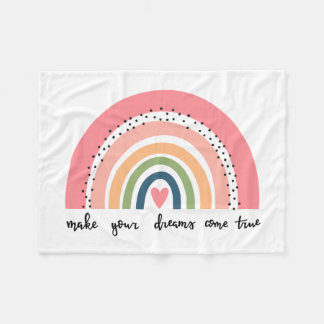 Make Your Dreams Come True Rainbow Fleece Blanket