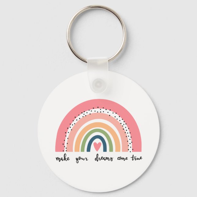 Make Your Dreams Come True Rainbow Key Ring (Front)