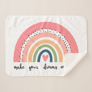 Make Your Dreams Come True Rainbow Sherpa Blanket