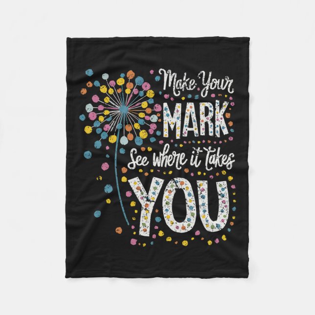 Make Your Mark Happy Dot Day 2024 Dandelion  Fleece Blanket (Front)