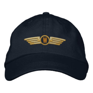 Make Your Monogram Aviation Laurels Pilot Wings Embroidered Hat