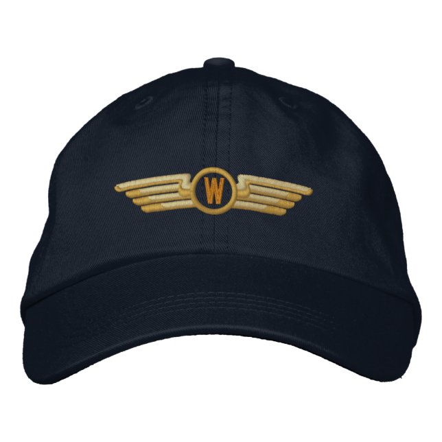 Make Your Monogram Aviation Laurels Pilot Wings Embroidered Hat (Front)