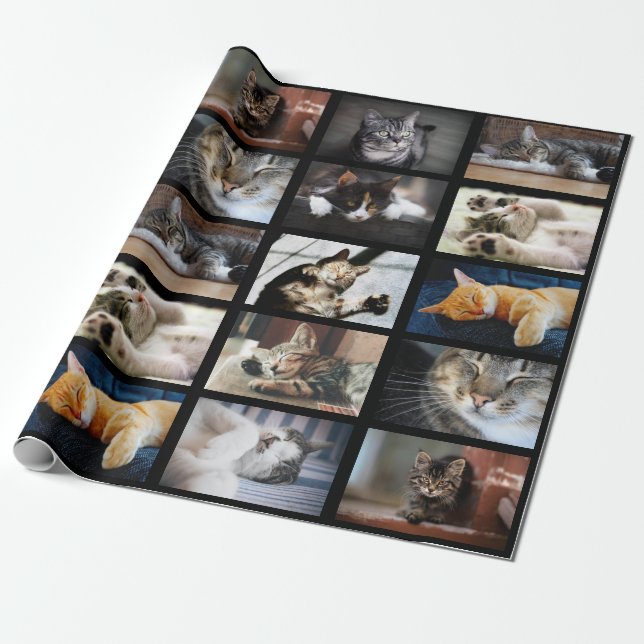 Make Your Own 10 Photo Collage on Black Wrapping Paper (Unrolled)