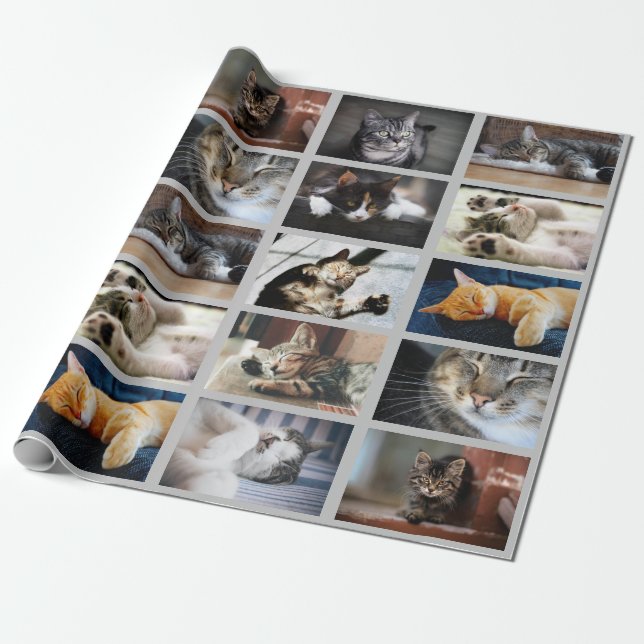 Make Your Own 10 Photo Collage on Grey Wrapping Paper (Unrolled)