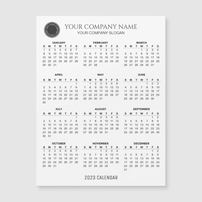 Make Your Own 2023 Company Calendar Magnetic Card (Front)